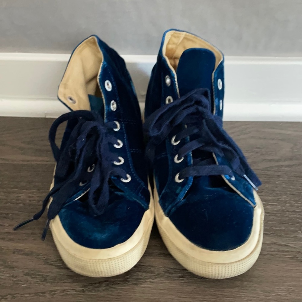 Superga x The Man Repeller Blue Velvet High Top Sneakers